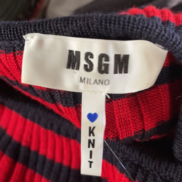 MSGM Striped Off The Shoulder Ruffle Sweater - Picture 6 of 8